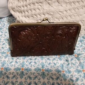 Patricia Nash Elegant Brown Embossed Clutch